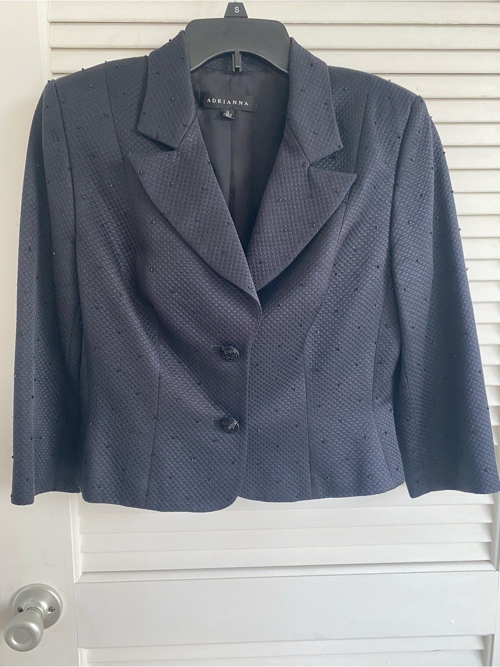Women’s Navy Textured Two-Button Blazer
